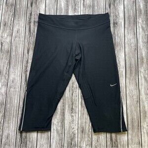 Nike Women's Short Leggings Bermuda Length Dri-Fit M Med Medium Black White
